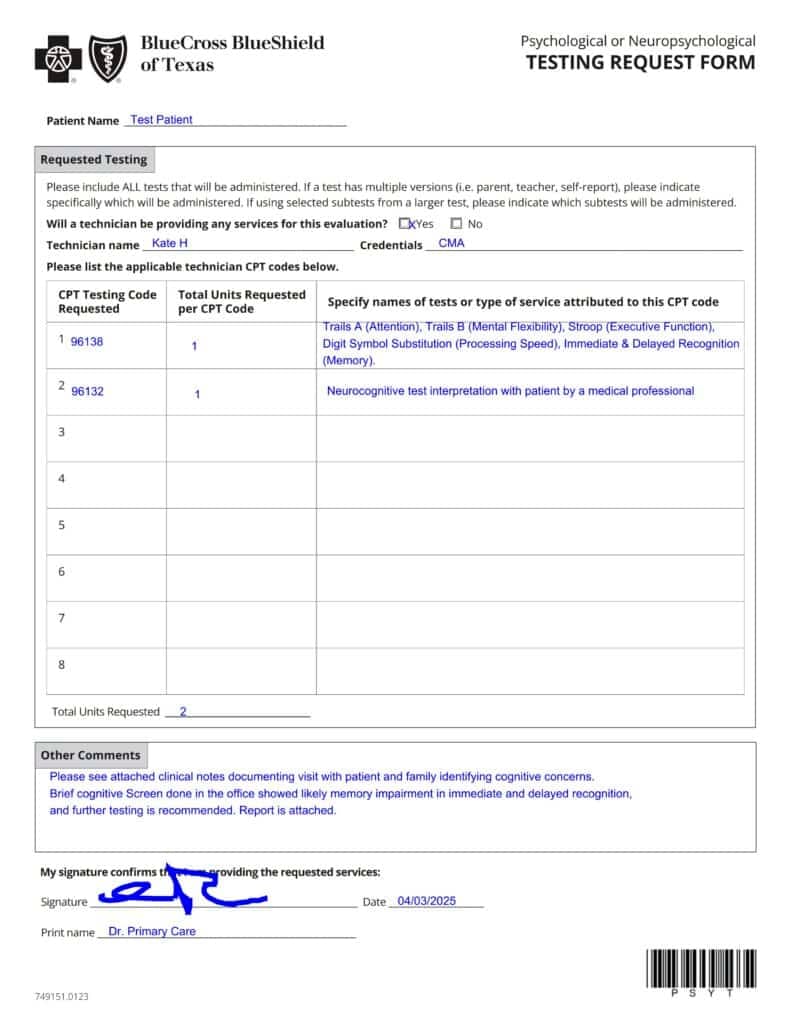 Sample Prior Authorization Request Page 2