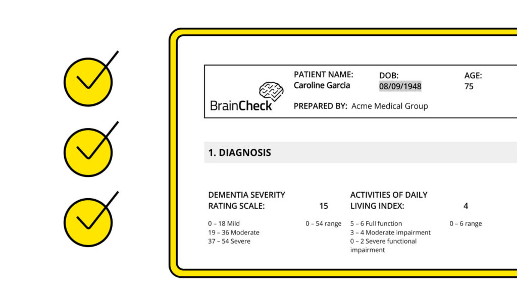 Checklist with diagnosis certificate