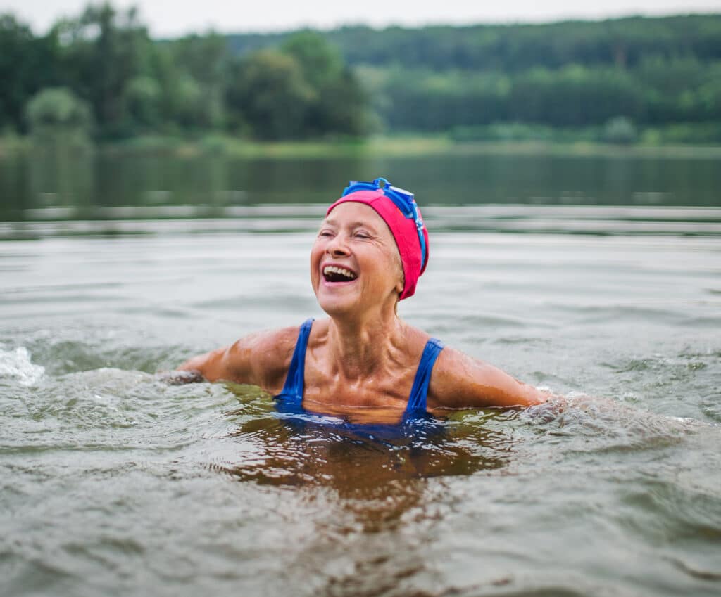 Elderly woman swimming