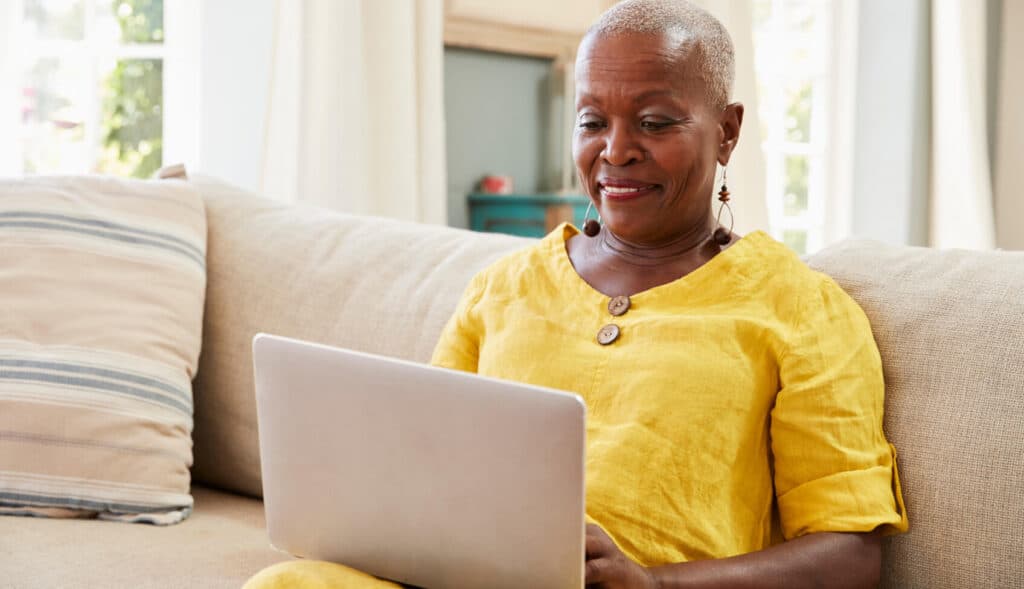 Woman using laptop